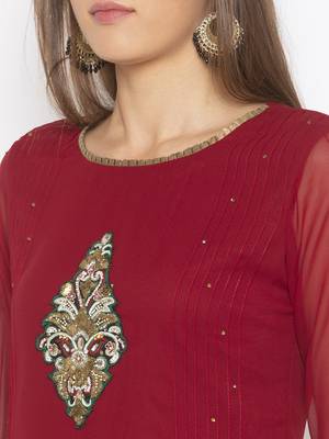 Maroon embroidered georgette party-wear-Kurti 5
