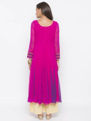 Pink embroidered georgette party-wear-Kurti 4