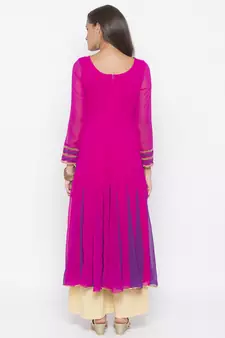 Pink embroidered georgette party-wear-Kurti