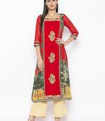 Red embroidered georgette party-wear-Kurti