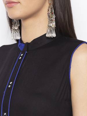 Black embroidered cotton party-wear-Kurti 5