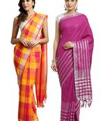 Multicolor woven blended cotton saree with blouse