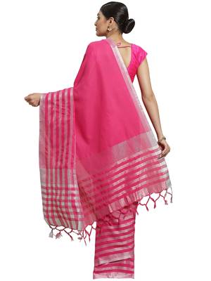 Multicolor woven blended cotton saree with blouse 2