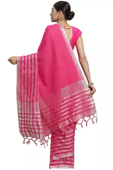 Multicolor woven blended cotton saree with blouse