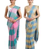 Multicolor woven blended cotton saree with blouse
