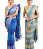 Multicolor woven blended cotton saree with blouse
