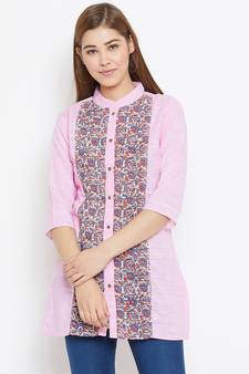 Pink printed cotton tunics