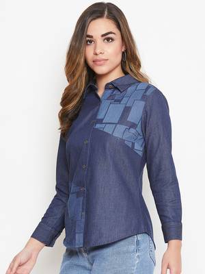 Navy-blue printed denim tunics 3