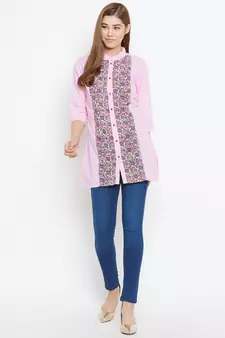 Pink printed cotton tunics