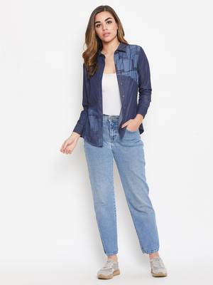 Navy-blue printed denim tunics 4