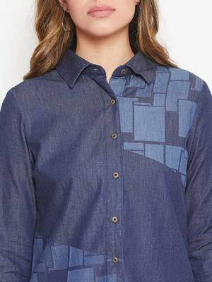 Navy-blue printed denim tunics 5