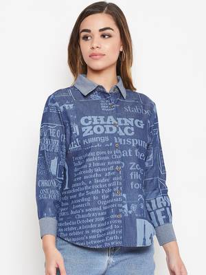 Navy-blue printed denim tunics 1