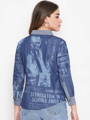 Navy-blue printed denim tunics 2