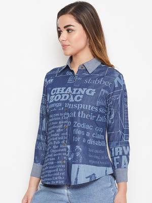 Navy-blue printed denim tunics 3