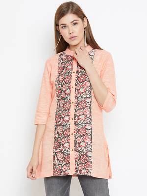 Peach printed cotton tunics 1
