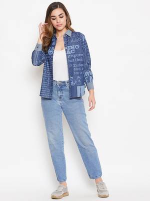 Navy-blue printed denim tunics 4