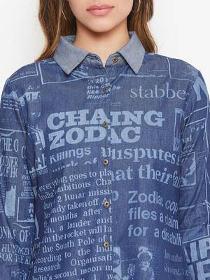 Navy-blue printed denim tunics 5