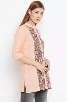Peach printed cotton tunics