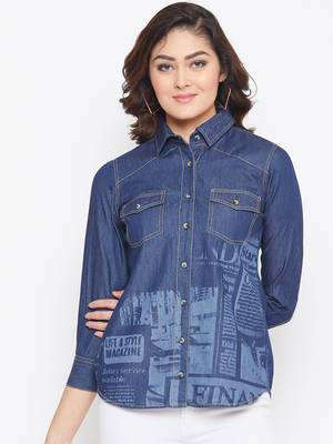 Navy-blue printed denim tunics 1