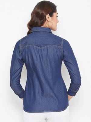 Navy-blue printed denim tunics 2