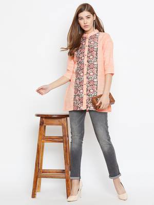 Peach printed cotton tunics 4