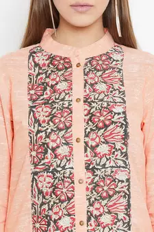 Peach printed cotton tunics
