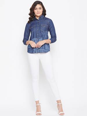 Navy-blue printed denim tunics 4