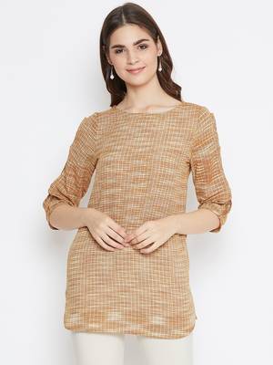 Beige printed cotton tunics 1