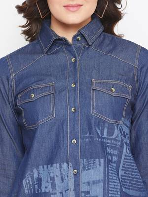 Navy-blue printed denim tunics 5