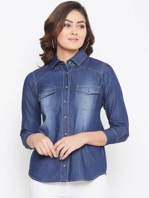 Navy-blue plain denim tunics 1