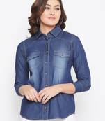 Navy-blue plain denim tunics