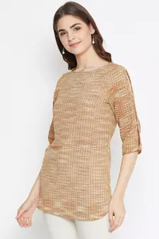 Beige printed cotton tunics