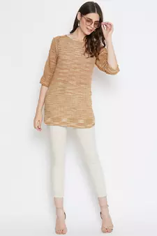 Beige printed cotton tunics