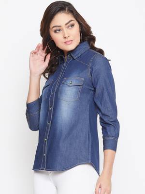 Navy-blue plain denim tunics 3