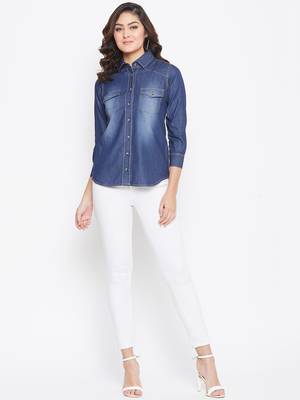 Navy-blue plain denim tunics 4