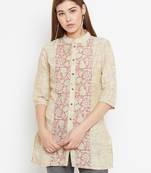 Beige printed cotton tunics