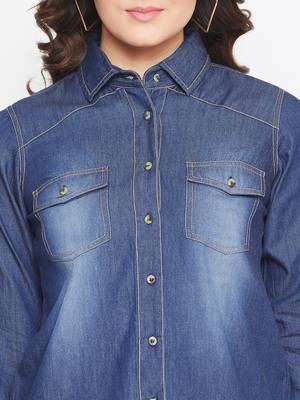 Navy-blue plain denim tunics 5