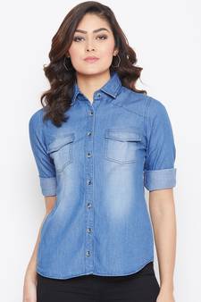 Blue plain denim tunics