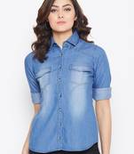 Blue plain denim tunics