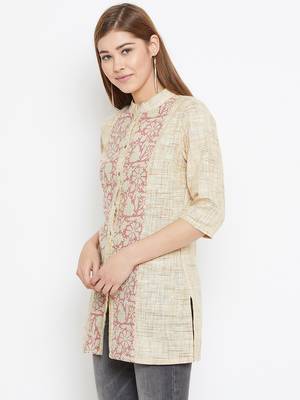 Beige printed cotton tunics 3