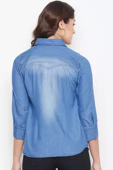 Blue plain denim tunics