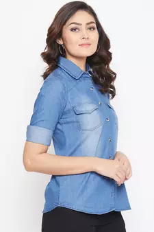 Blue plain denim tunics