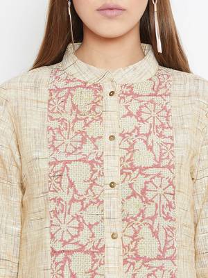 Beige printed cotton tunics 5