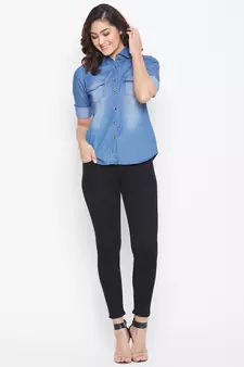 Blue plain denim tunics