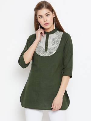 Olive printed cotton tunics 1