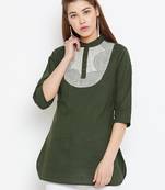 Olive printed cotton tunics