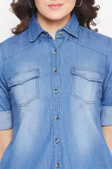 Blue plain denim tunics