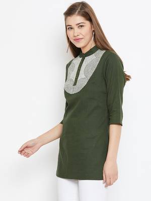 Olive printed cotton tunics 3