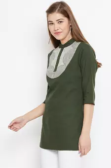 Olive printed cotton tunics