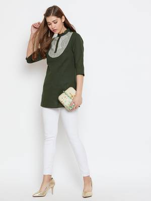 Olive printed cotton tunics 4